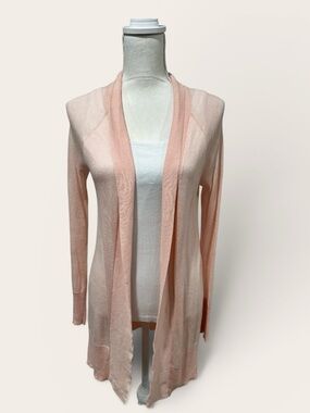 LOFT Pale Pink Open-Front Sheer Long Cardigan Size XS
